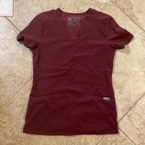 FIGS Casma Scrub Top- Burgundy